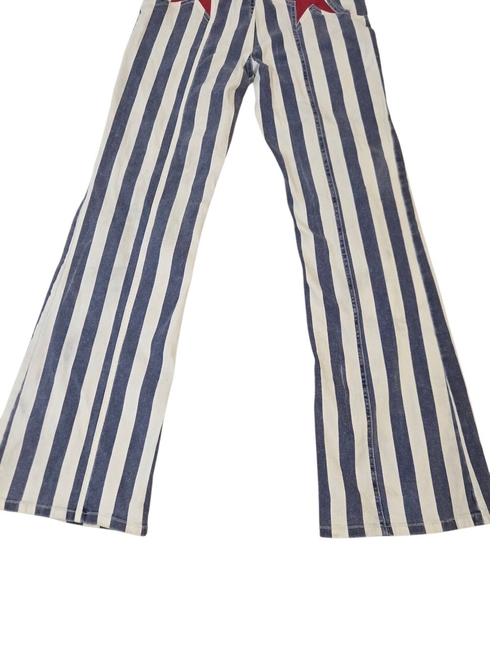 We The Free Navy and White Vertical-Stripe Flare Jeans